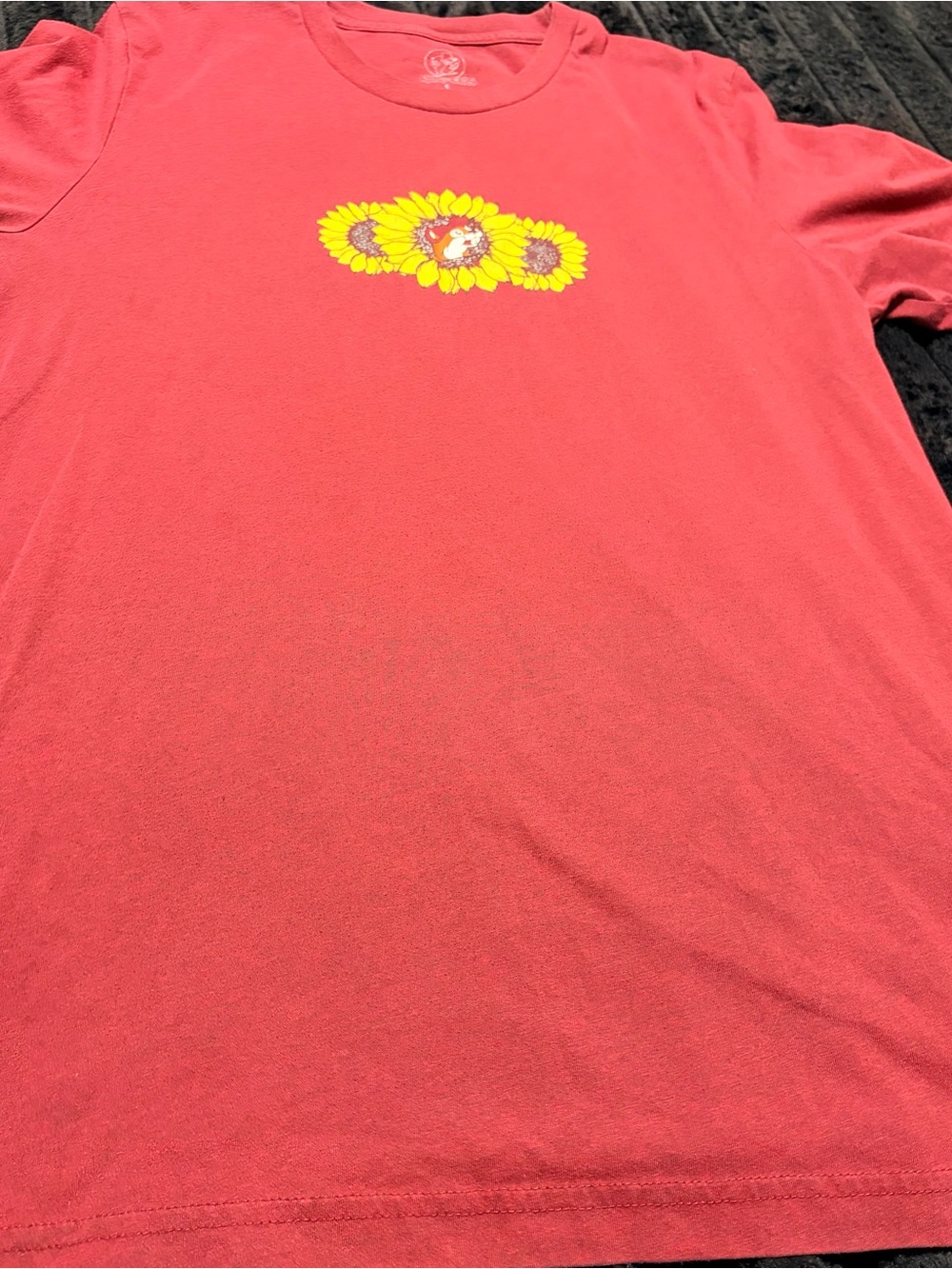 Buc-ees Red Crewneck Tee with Subtle Logo